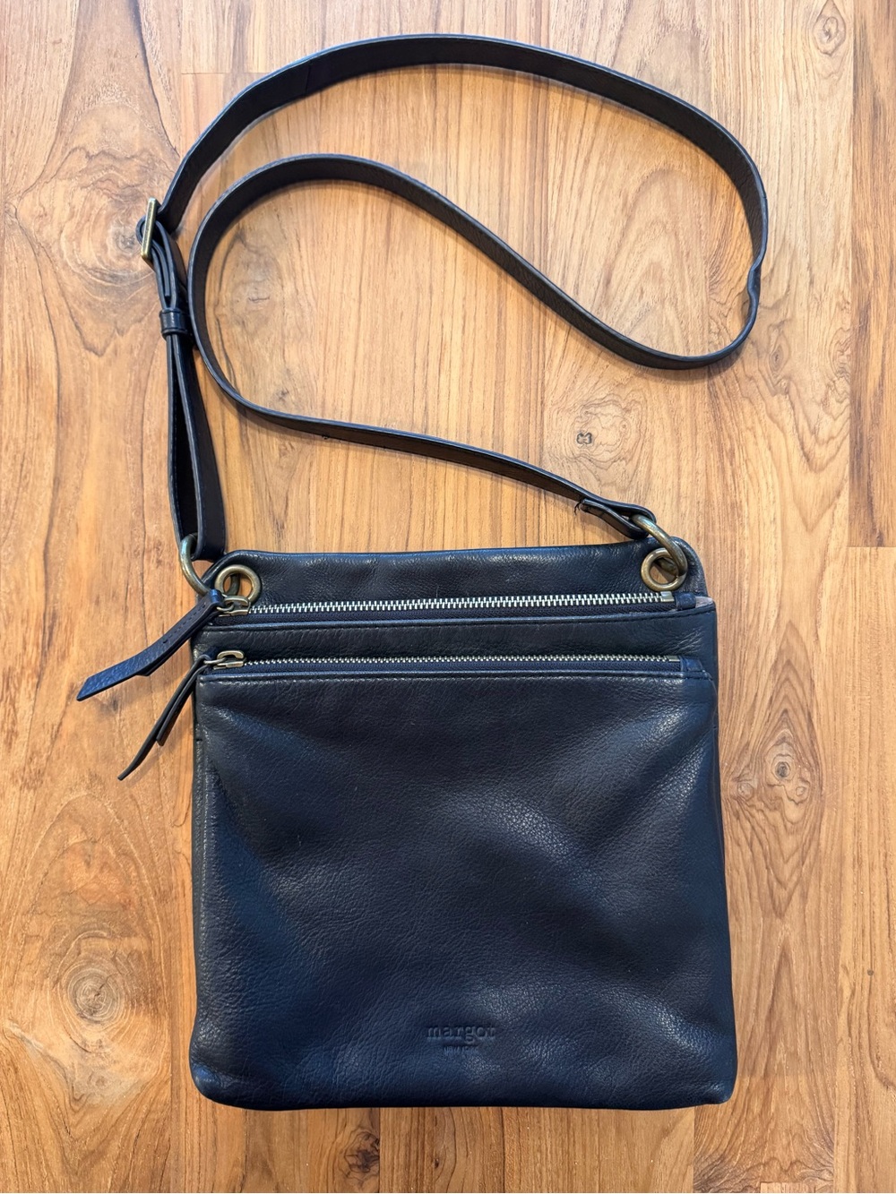 Margot Black Leather Crossbody Purse